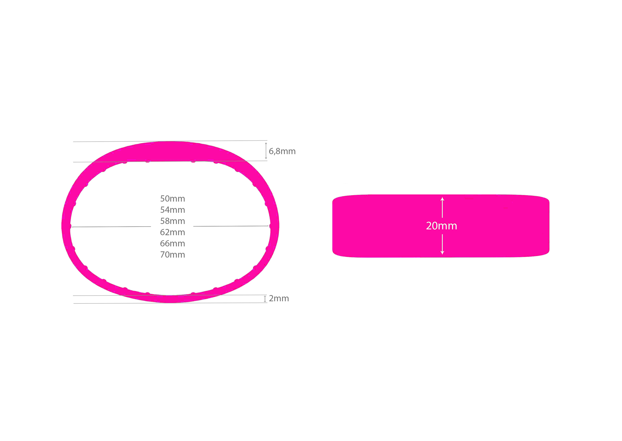 RFID Silikon Armband SILA09 NXP MIFARE Classic® 1K 4-Byte-NUID Neonpink 62mm